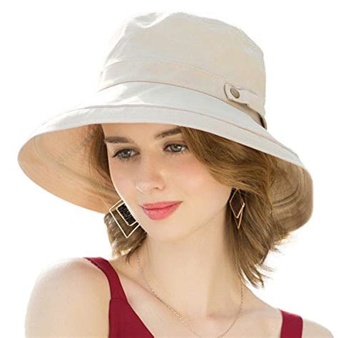 Somaler Womens Cotton Wide Brim Sun Hats Upf52 Uv Packable Beach Hat Summer Bucket Cap For