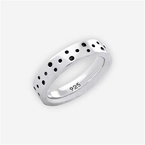 Unisex Modern Thick Sterling Silver Ring With Dot Design Zanfeld
