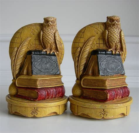 Vintage Owl Syroco Wood Pair Of Bookends Syracuse Ornamental Etsy