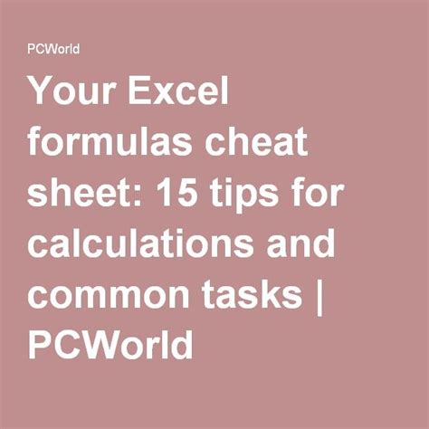 Your Excel Formulas Cheat Sheet Tips For Calculations