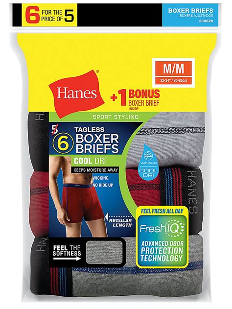 Hanes Hanes Men S Boxer Briefs 6 Pack 5 1 Free Bonus Pack Style 2396z6