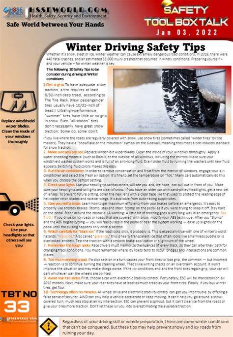 Winter Driving Safety Tips Tool Box Talk