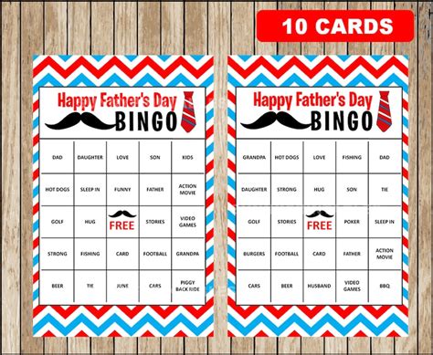 Printable 10 father's day Bingo cards printable Happy | Etsy