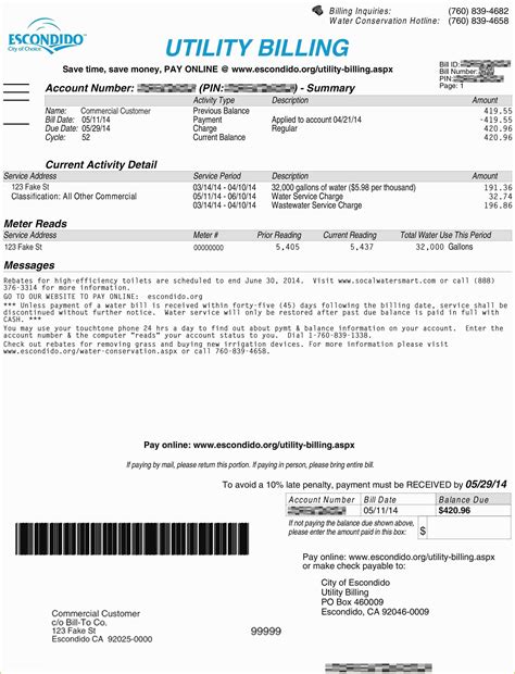 Fake Utility Bill Template Free