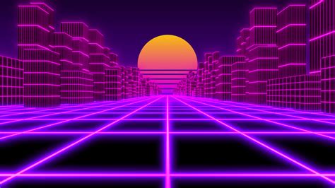 City Synthwave Retro Futuristic 80s Neon Stock Footage Sbv 338827692