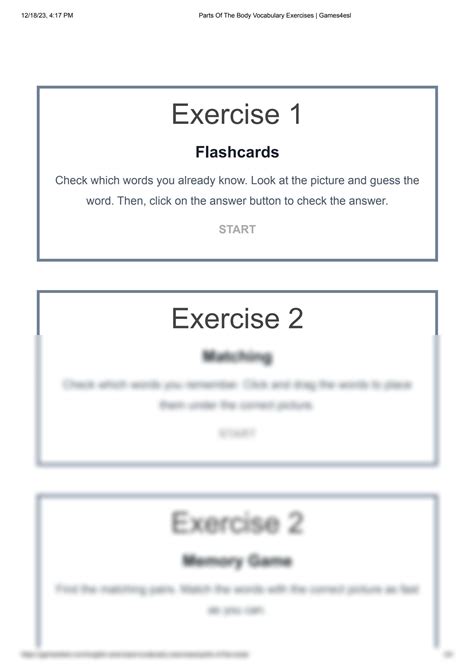 Solution Parts Of The Body Vocabulary Exercises Games4esl Studypool