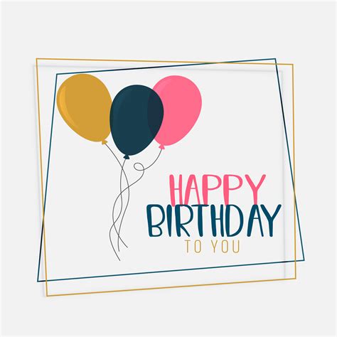 Happy Birthday Card Design With Flat Color Balloons Download Free