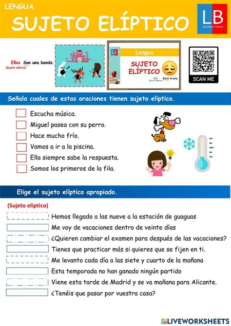 A Spanish Language Poster With The Words Sujeto Ellipico And An Image Of A
