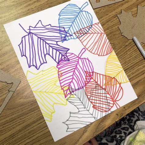 Line Art Project Leaves Line Art Projects Montessori Art Elementary