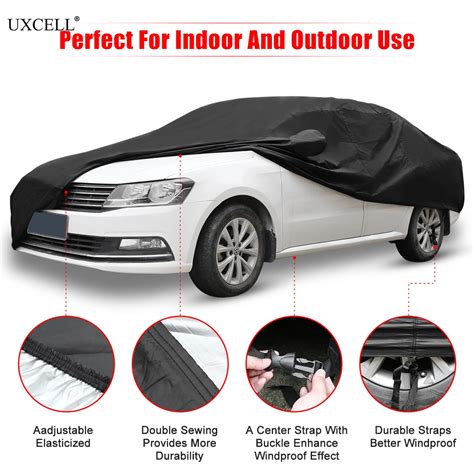 Uxcell 190t Black Car Cover Outdoor Waterproof Breathable Scratch Rain