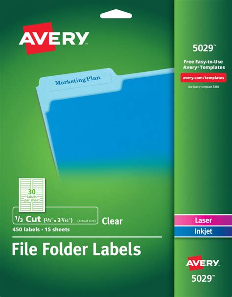 90 Avery 5366 Laserinkjet File Folder Labels 23 X 3 716 White Free