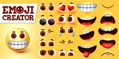 Premium Vector Emoji Creator Happy Vector Set Emojis Emoticon