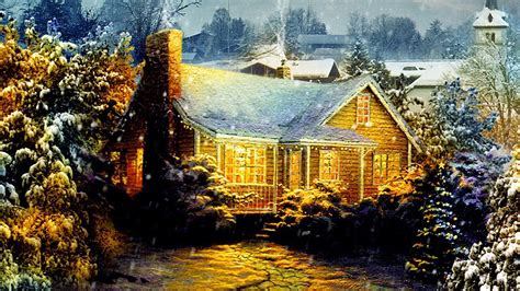 Christmas Cottage Wallpapers Wallpaper Cave
