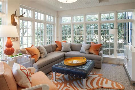 When it comes to décor, there is a lot of power in repetition. Gray and Orange Living Rooms - Contemporary - Living Room ...
