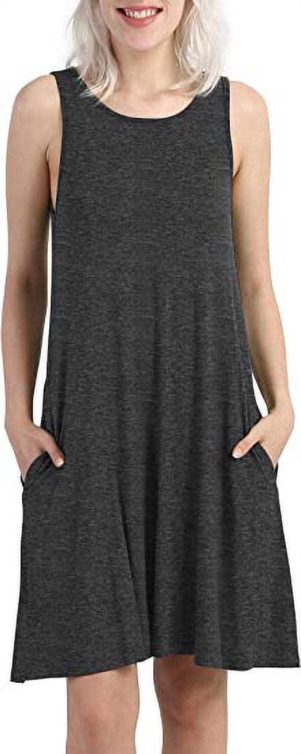 Pceaiih Womens Summer Casual T Shirt Dresses Sleeveless Swing Dress