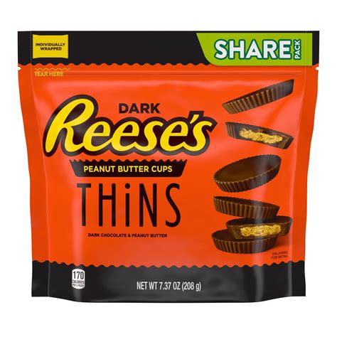 Reeses Thins Dark Chocolate Peanut Butter Cups Candy Individually
