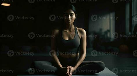 Ai Generative Young Sporty Woman Practicing Yoga Doing Knees To Chest