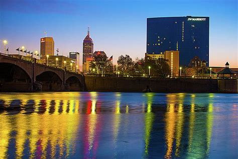 Colorful Night Reflections Indianapolis Indiana Skyline By Gregory