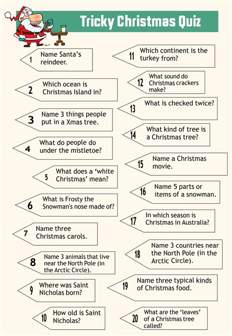 10 Best Printable Christmas Trivia Worksheets