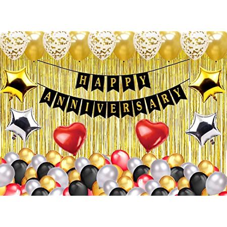 Theme My Party Pcs Happy Anniversary Decoration Combo Happy Anniversary Banner Gold Foil