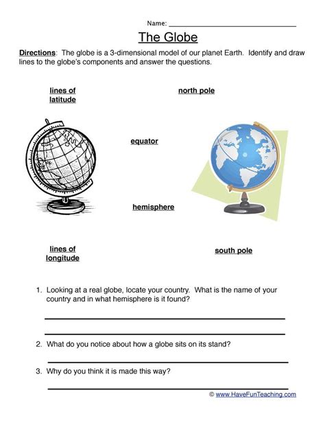 Globes Worksheet Have Fun Teaching Map Worksheets Have Fun