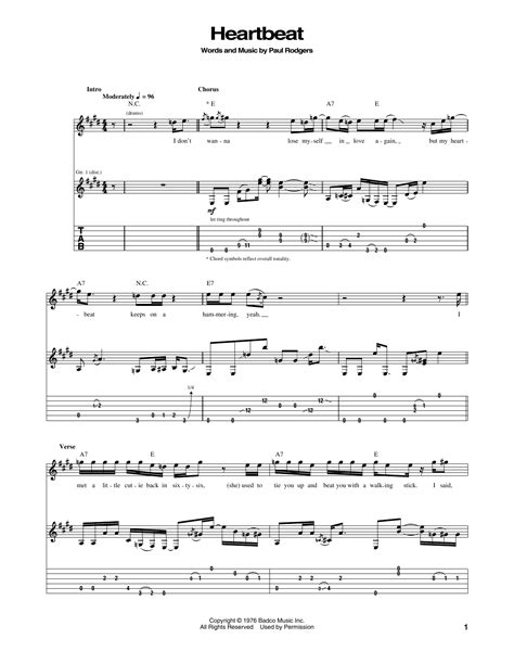 Heartbeat By Bad Company Guitar Tab Guitar Instructor