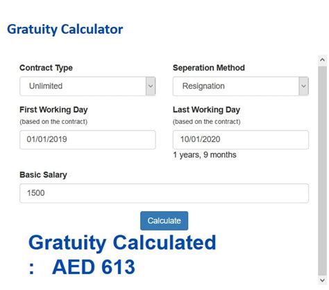 Gratuity Calculation In Uae Gratuity Calculator