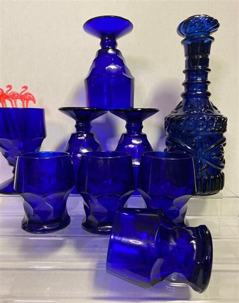 Vintage Cobalt Blue Glassware By Viking Etsy