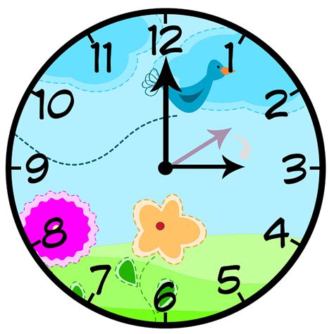 Colorful Outdoor Scene On Clock Face Clipart Free Download Transparent