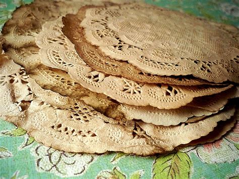 10 Paper Doilies Stained Doily Vintage By Heartandhandmade2 Paper