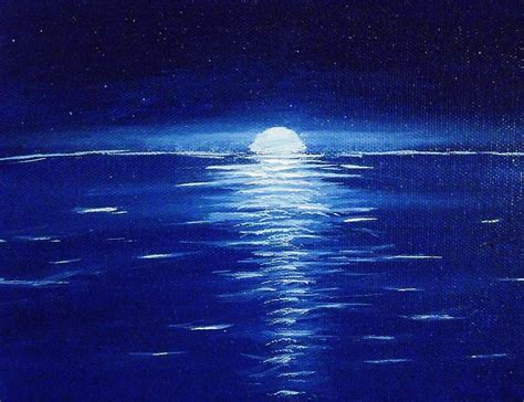 Starry Moonlit Night On The Water Painting By Stanley Whitehouse Fine