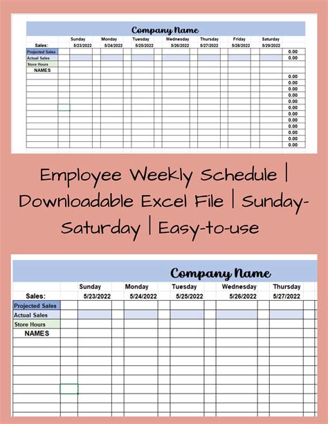 Employee Scheduling Template Downloadable Excel File Etsy