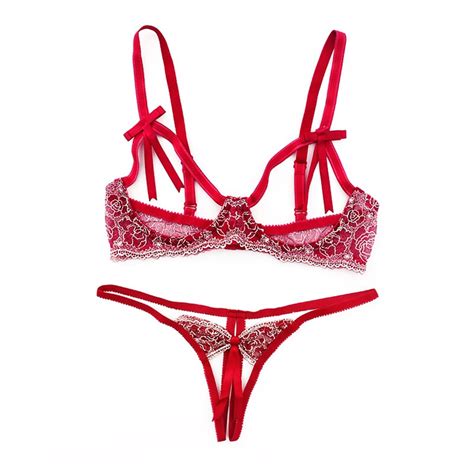 underwear women sexy lingerie female temptation bralette open chest with open crotch panties bra