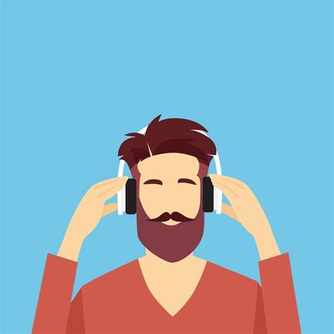 Premium Vector Profile Icon Male Avatar Hipster Man Wear Headphones