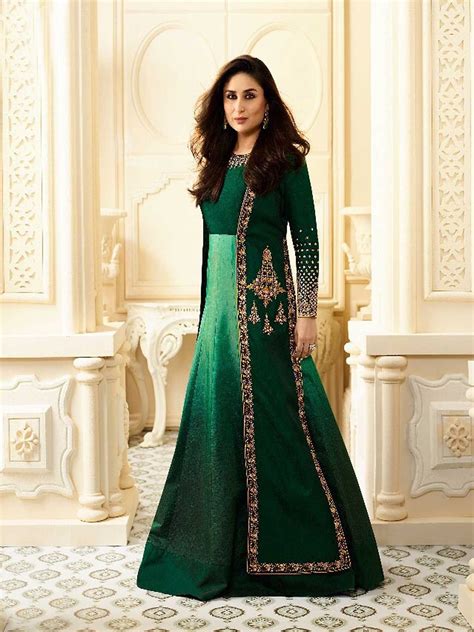 Buy Bollywood Inspired Green Long Anarkali Salwar Suits From Latest Collection Of Anarkali Dress