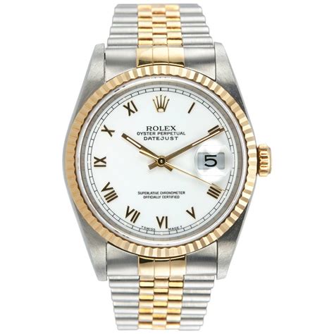 Rolex Yellow Gold Stainless Steel Datejust Wristwatch Ref 16233 At 1stdibs
