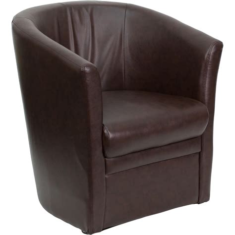 Brown Leather Barrel Shaped Guest Chair 42099 Ojcommerce