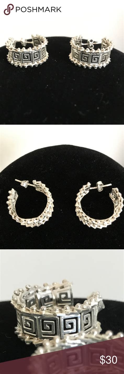 Sterling Silver Greek Key Hoops Earrings Qvc Jewelry Hoop Earrings