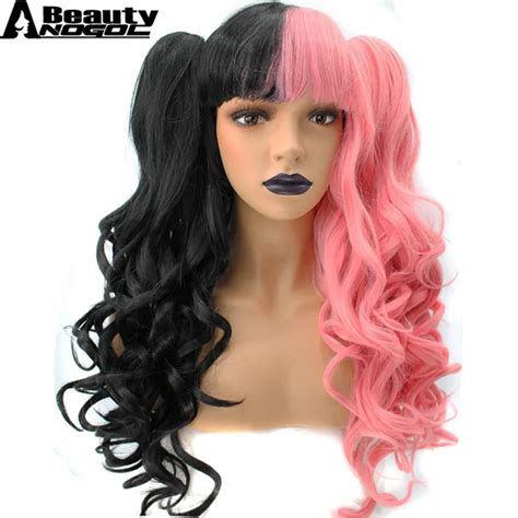 Anogol Beauty Hair Capmelanie Martinez Double Ponytails Half Pink And