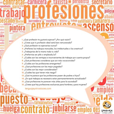 Las Profesiones Expresión Oral Lenguaje Y Otras Luces Spanish