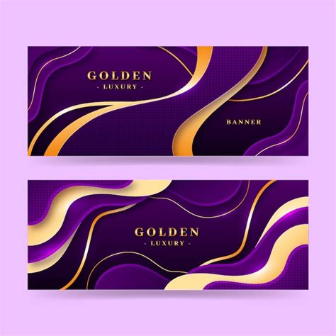 Free Vector Realistic Golden Luxury Horizontal Banners Set