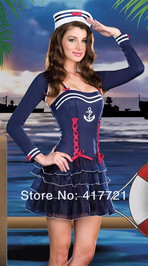 Womens Sexy Adult Navy Costume High Seas Hottie Costume Women Sailor Cosplaywomen Halloween