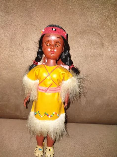 Vintage Native American Indian Souvenir Plastic Girl Doll W Papoose And Twins 12 99 Picclick