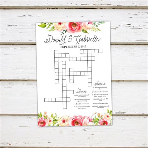 Free Printable Wedding Crossword Puzzle In 2020 Wedding Crossword