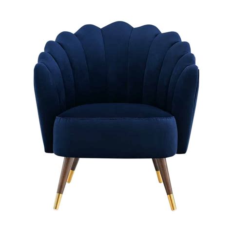 Camille Sapphire Blue Velvet Scalloped Chair Julian Joseph