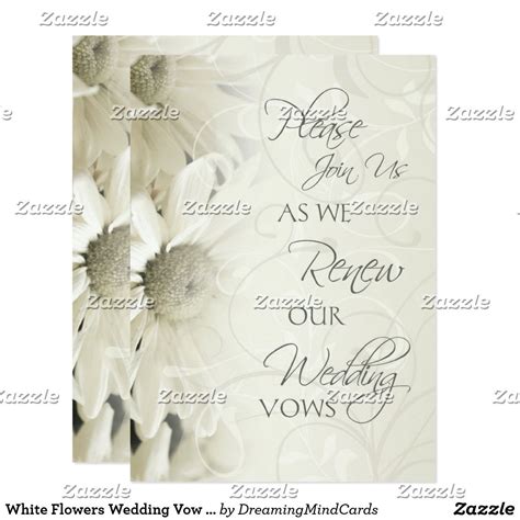 White Flowers Wedding Vow Renewal Invitations With Images
