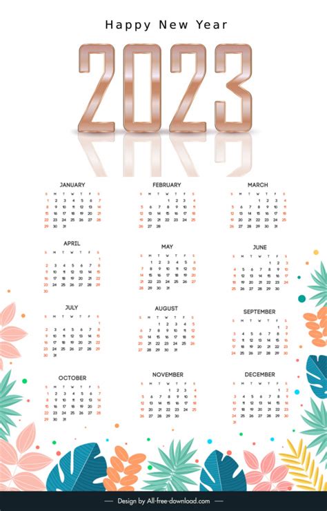 Free Vector Calendar 2023 Template Vectors Free Download Graphic Art