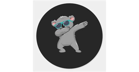 Dabbing Koala Bear With Sunglasses Cool Koala Classic Round Sticker