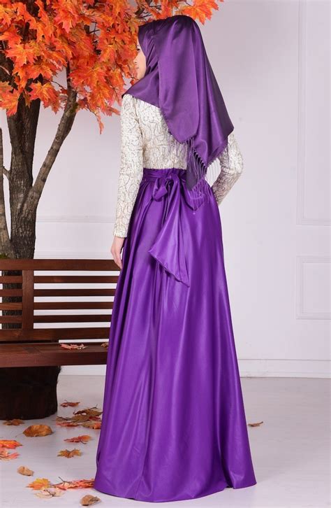 Purple Hijab Evening Dress 1043 05 Sefamerve