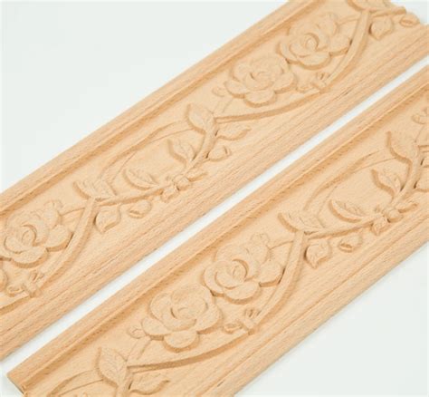 Flower Style Beech Lumber Embossed Moulding Carved Wood Molding Wooden